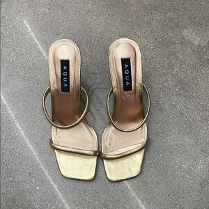 Aqua Bloomingdale’s brand.  Gold Women's Heeled Sandals